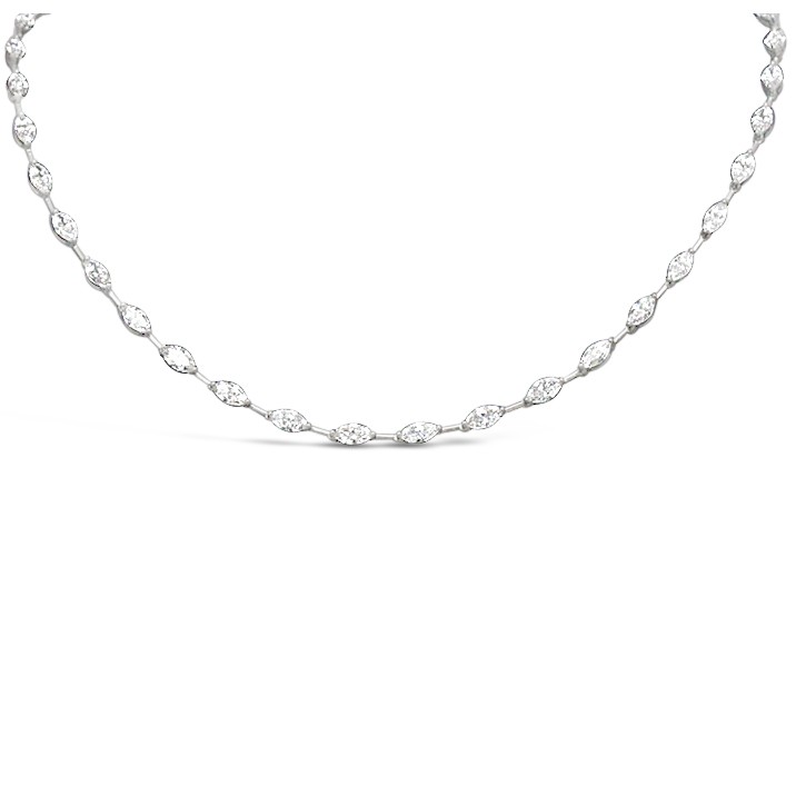 18K Halfway  Diamond Bar Necklace